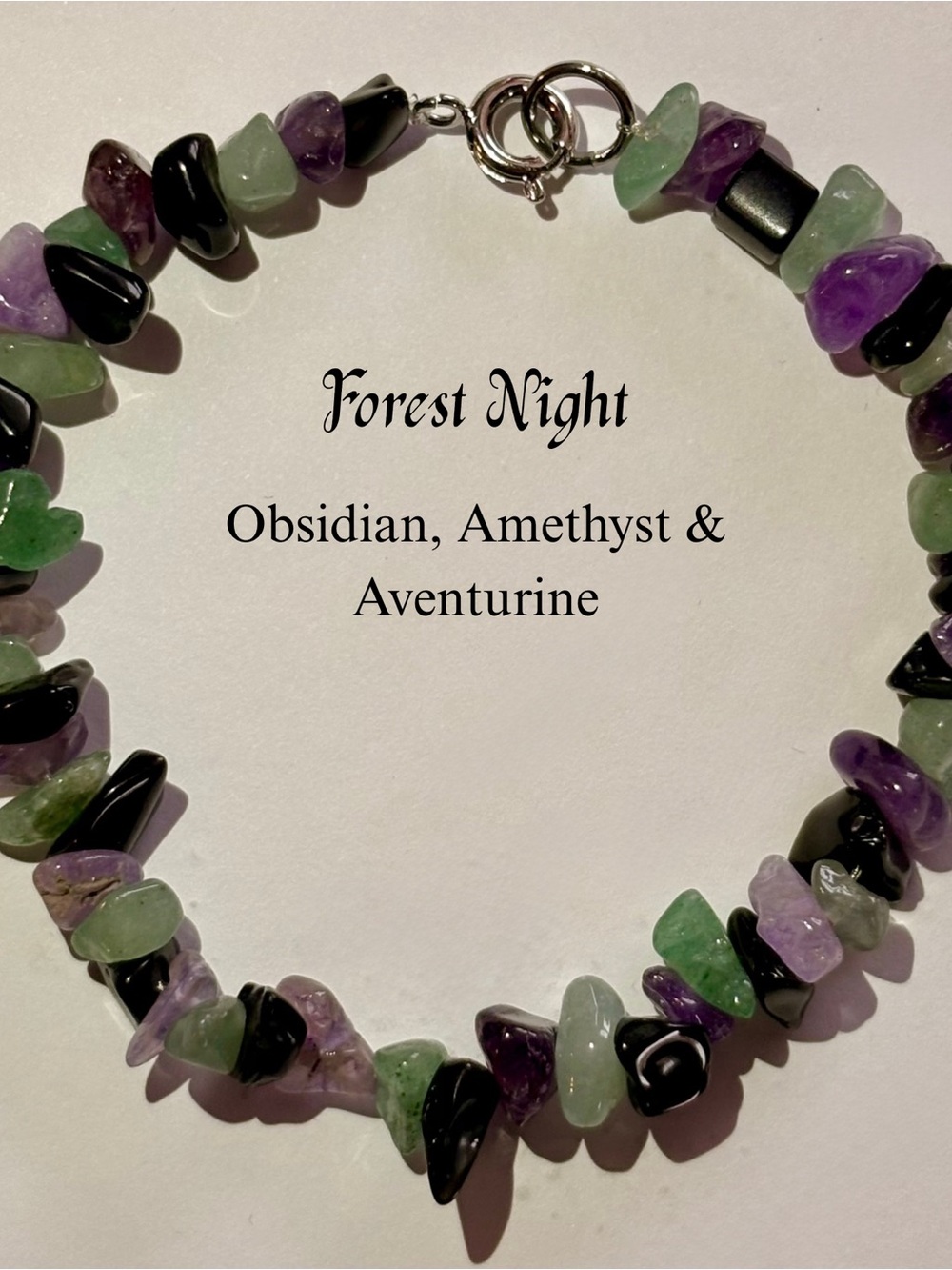 Forest Night Obsidian, Amethyst & Aventurine Bracelet